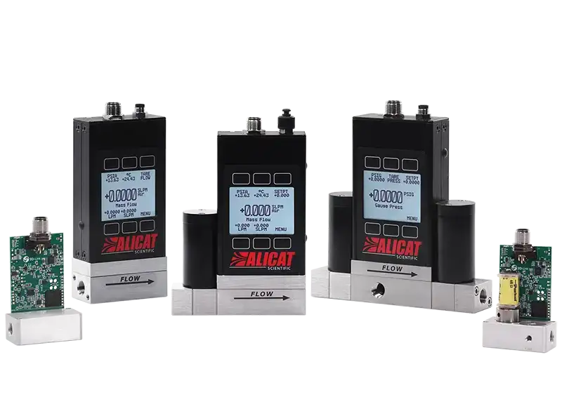 IO-Link 通信可以在质量流量控制器、质量流量计、液体控制器和仪表、压力传感器和压力控制器上订购，包括 Alicat Scientific 的双阀压力控制器和 OEM 压力设备。